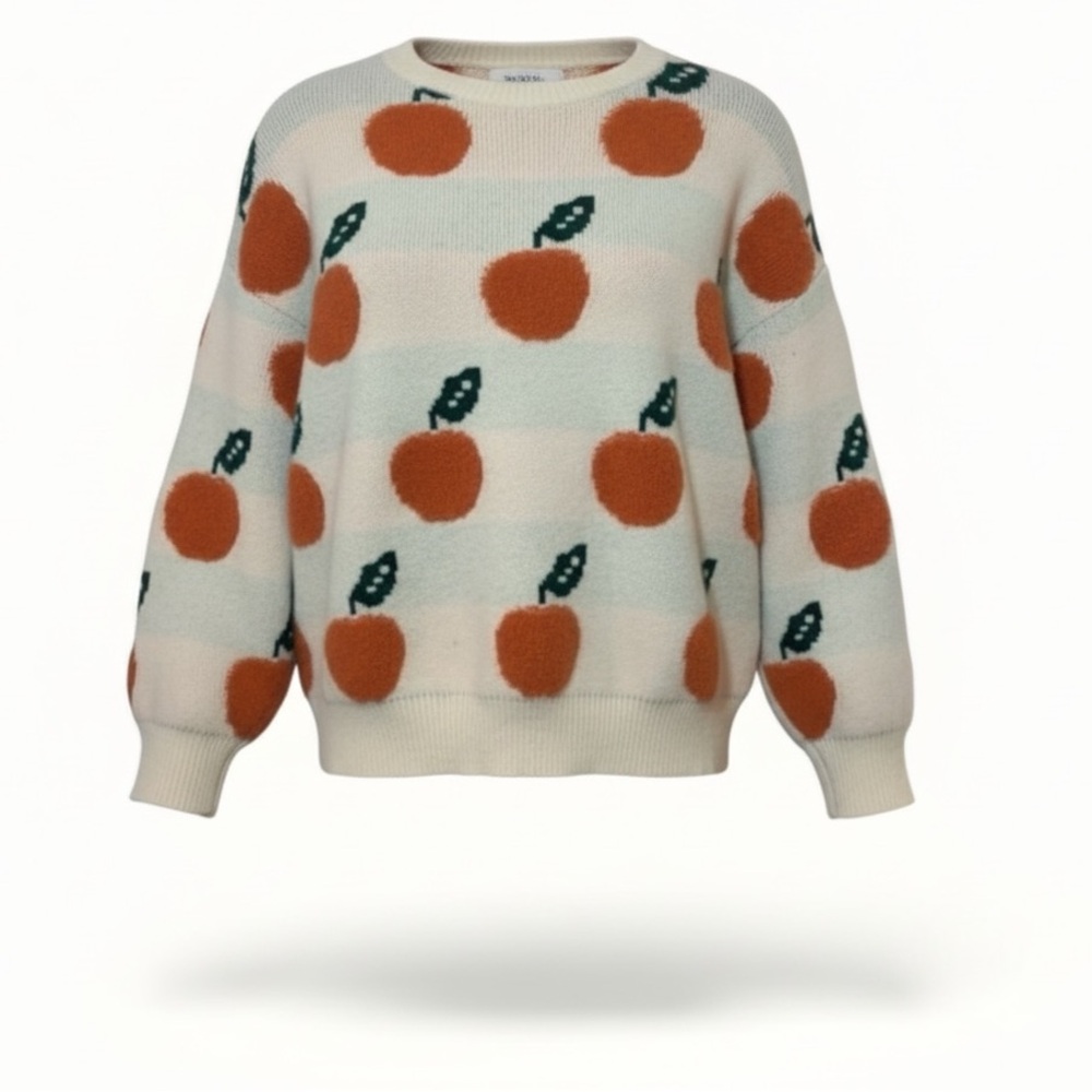 🍊 Cider Orange Fruit Sweater – Cozy Graphic Knit Pullover
